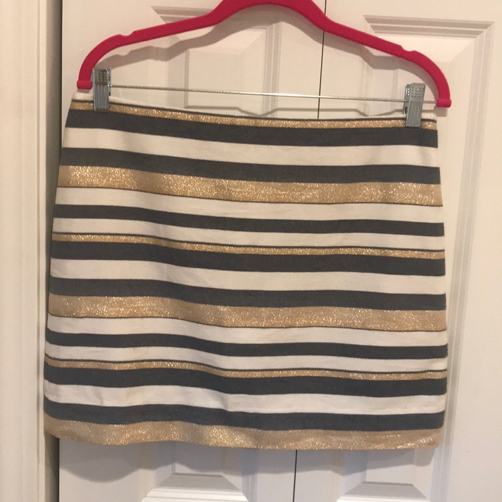 J-Crew striped miniskirt - chambray and gold